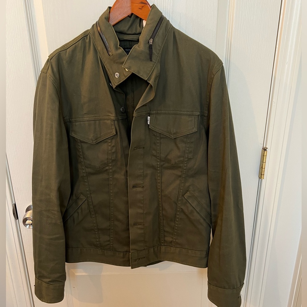 Levi’s army green commuter jacket.